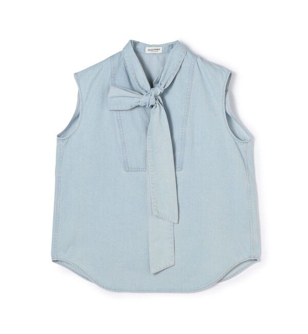 MACPHEE「コットンセルロースデニム ボウタイノースリーブブラウス」|シャツ・ブラウス|61 ライトブルー