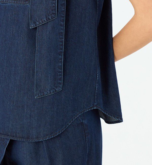 MACPHEE「コットンセルロースデニム ボウタイノースリーブブラウス」|シャツ・ブラウス|