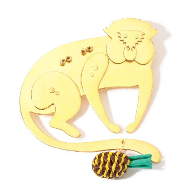 TOMORROWLAND GOODS「MERCEDES SALAZAR MONKEY YELLOW ブローチ」|ブローチ・コサージュ|92 ゴールド系