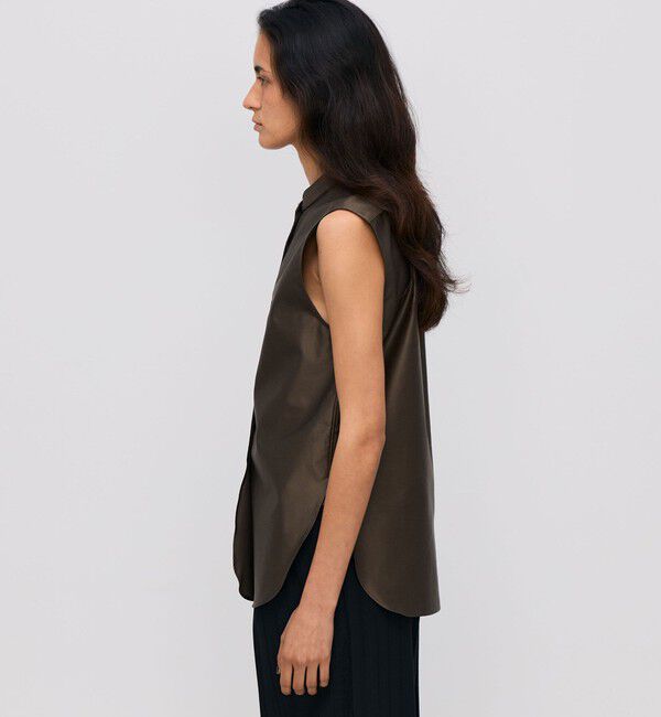 BACCA「コットンバックサテン ノースリーブブラウス」|シャツ・ブラウス|