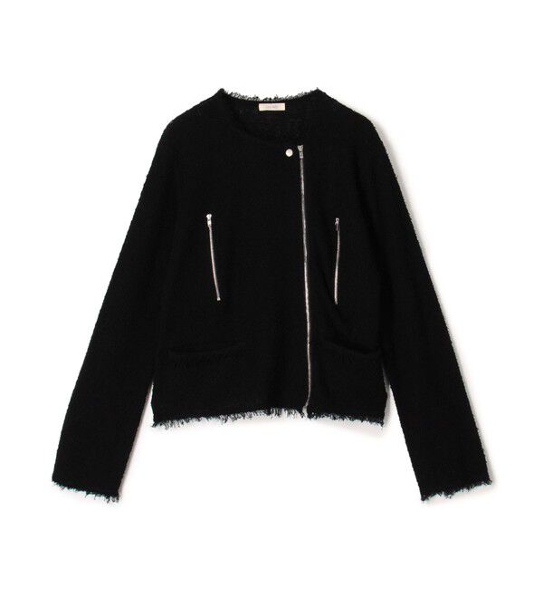 DES PRES「カールヤーンニット ライダースジャケット」|ライダースジャケット|19 ブラック