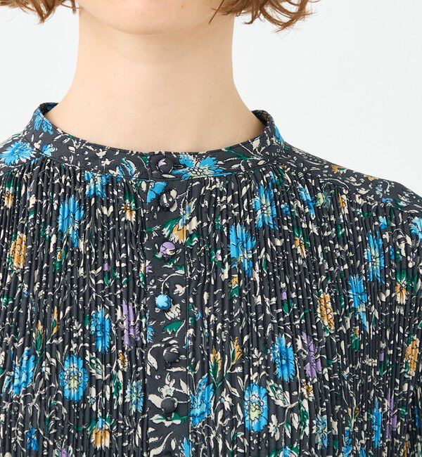 SOULEIADO「ポリエステルプリーツ バンドカラーワンピース」|ワンピース|