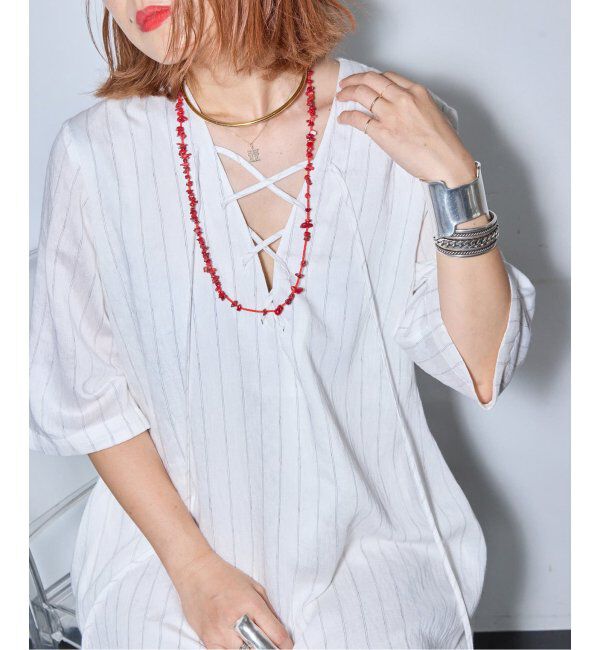  「LACE UP LINEN DRESS：ワンピース」|ワンピース|