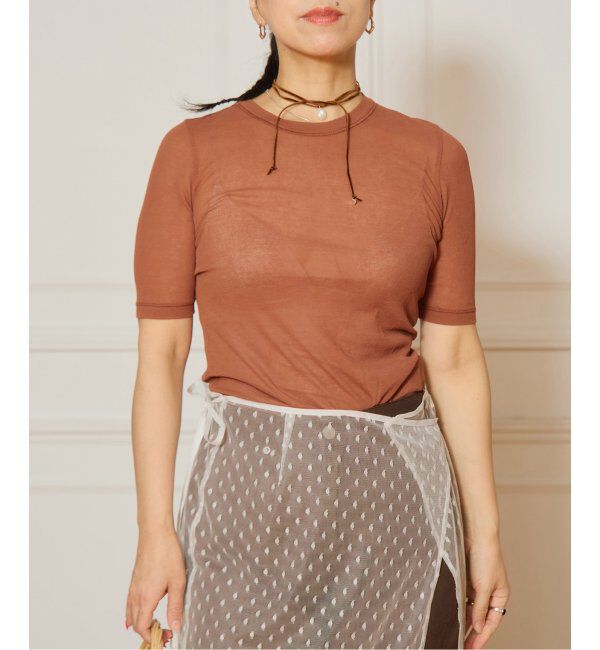 IENA LA BOUCLE「《追加》IENA LA BOUCLE 水撚りガスフライス半袖プルオーバー」|Tシャツ・カットソー|