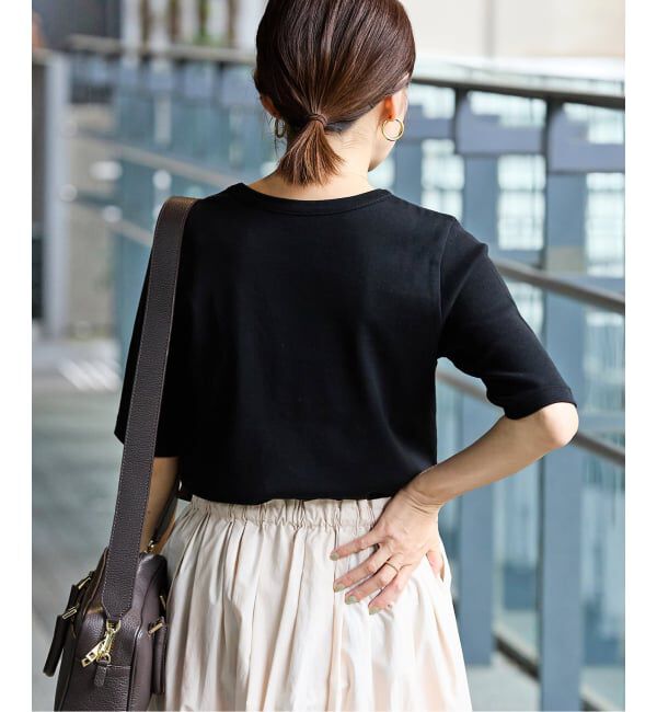 IENA「《追加2》コットンフライスハーフスリーブプルオーバー」|Tシャツ・カットソー|