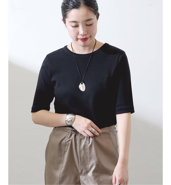 IENA「《追加2》コットンフライスハーフスリーブプルオーバー」|Tシャツ・カットソー|