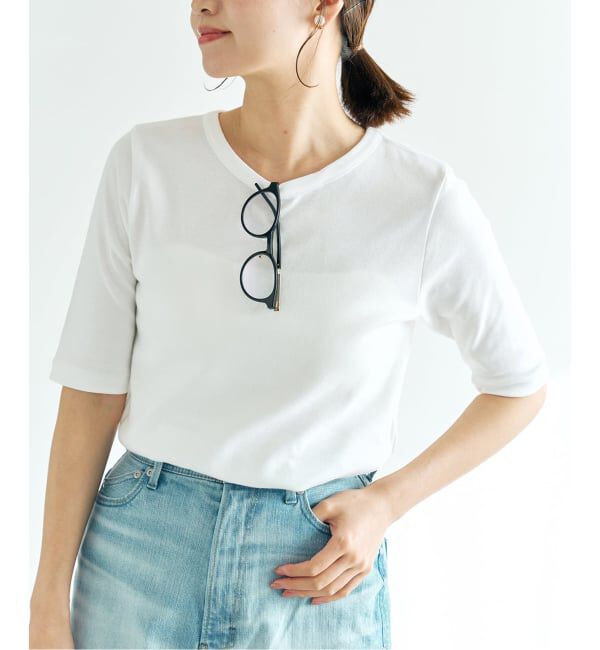 IENA「《追加2》コットンフライスハーフスリーブプルオーバー」|Tシャツ・カットソー|