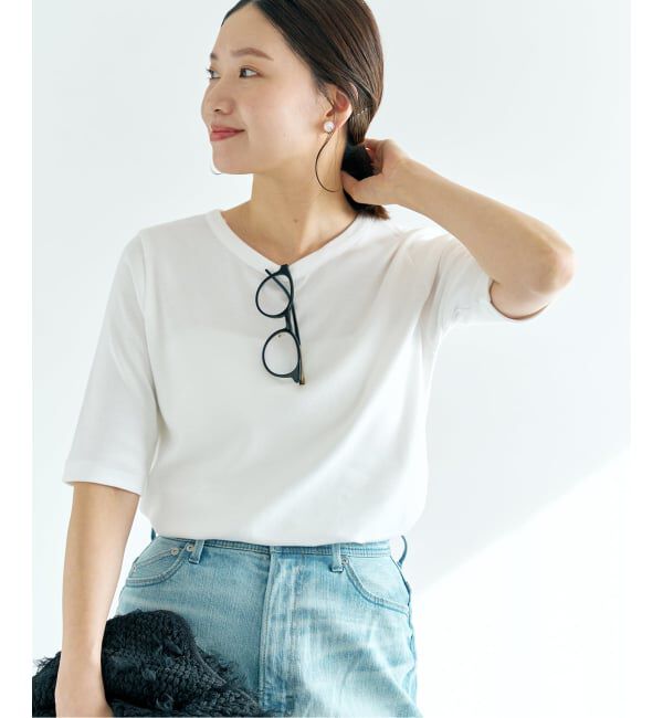 IENA「《追加2》コットンフライスハーフスリーブプルオーバー」|Tシャツ・カットソー|