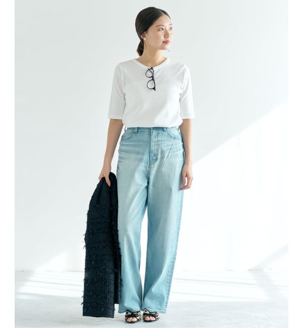 IENA「《追加2》コットンフライスハーフスリーブプルオーバー」|Tシャツ・カットソー|