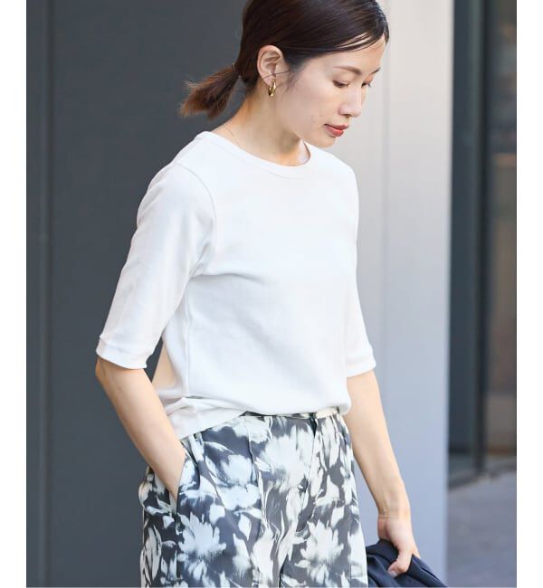 IENA「《追加2》コットンフライスハーフスリーブプルオーバー」|Tシャツ・カットソー|