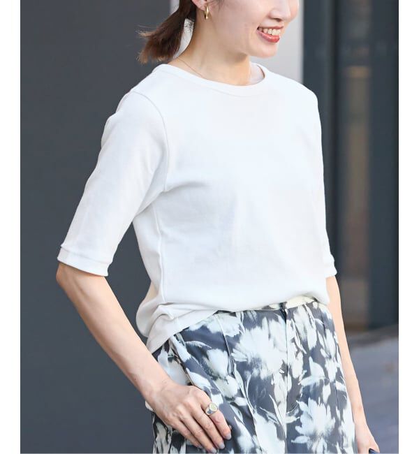 IENA「《追加2》コットンフライスハーフスリーブプルオーバー」|Tシャツ・カットソー|