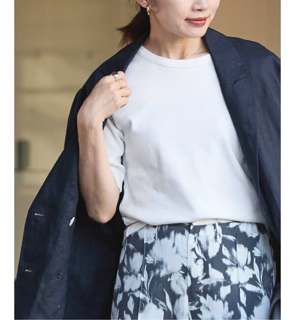 IENA「《追加2》コットンフライスハーフスリーブプルオーバー」|Tシャツ・カットソー|