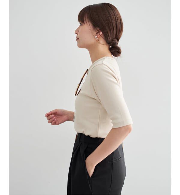 IENA「《追加2》コットンフライスハーフスリーブプルオーバー」|Tシャツ・カットソー|