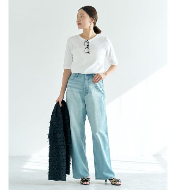 IENA「《追加2》コットンフライスハーフスリーブプルオーバー」|Tシャツ・カットソー|