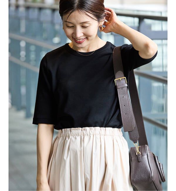 IENA「《追加2》コットンフライスハーフスリーブプルオーバー」|Tシャツ・カットソー|