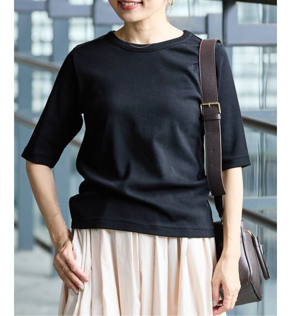 IENA「《追加2》コットンフライスハーフスリーブプルオーバー」|Tシャツ・カットソー|