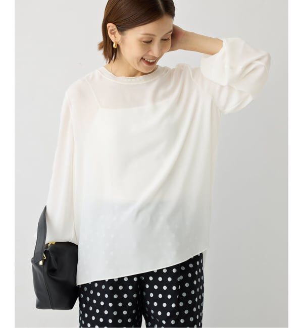 IENA「ジョーゼットリブネックブラウス」|シャツ・ブラウス|