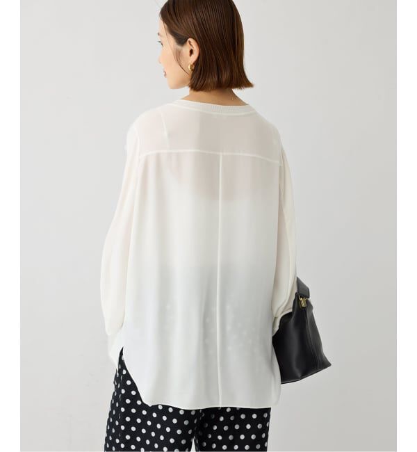 IENA「ジョーゼットリブネックブラウス」|シャツ・ブラウス|