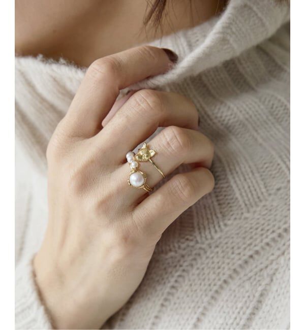 IENA「GIGI/ジジ 別注 PEARL SQUARE RING EX」|リング|