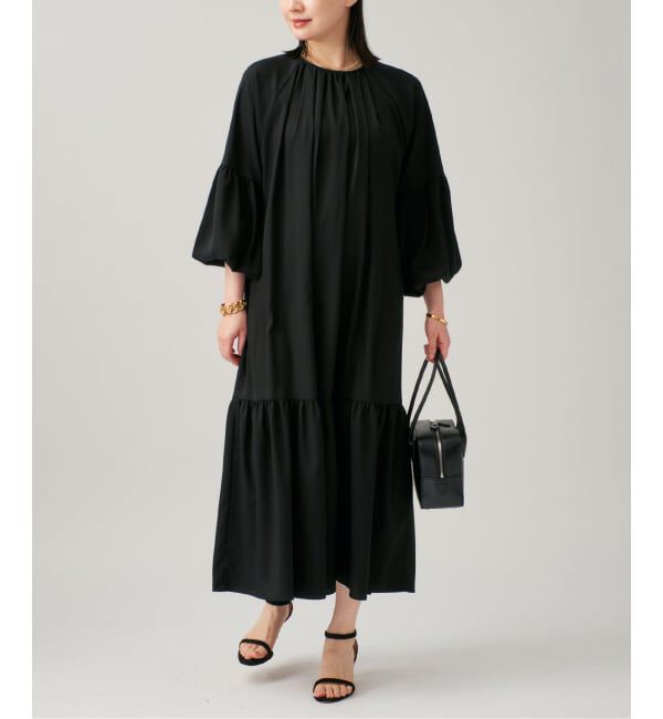 VERMEIL par iena「《予約》バルーンスリーブロングドレス」|ワンピース|ブラック
