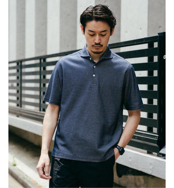 EDIFICE「《追加》"吸水速乾＆高通気機能" COOLMAX ハニカムボーダー ポロシャツ」|ポロシャツ|