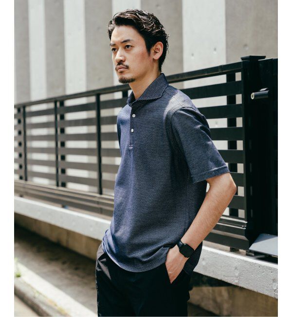EDIFICE「《追加》"吸水速乾＆高通気機能" COOLMAX ハニカムボーダー ポロシャツ」|ポロシャツ|