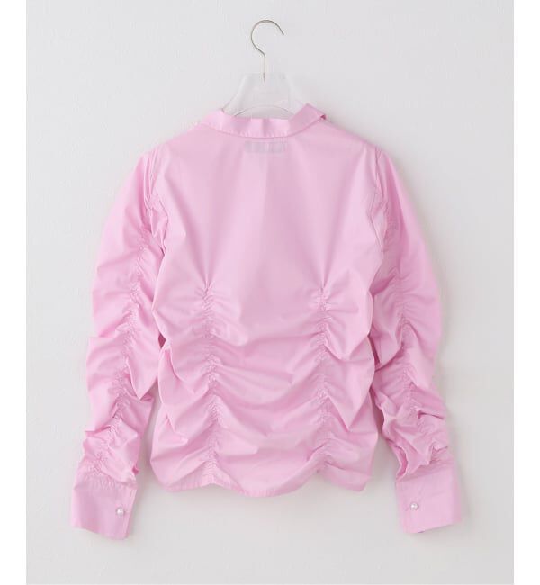 PULP「OMO / オーエムオー Ruched Long Sleeve Shirt in Pink」|シャツ・ブラウス|