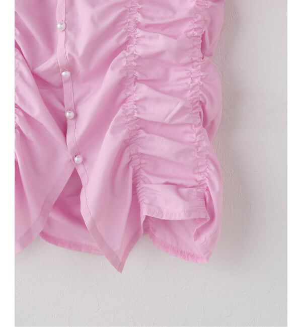 PULP「OMO / オーエムオー Ruched Long Sleeve Shirt in Pink」|シャツ・ブラウス|