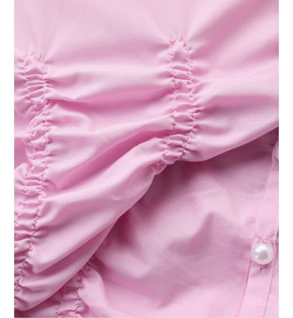 PULP「OMO / オーエムオー Ruched Long Sleeve Shirt in Pink」|シャツ・ブラウス|
