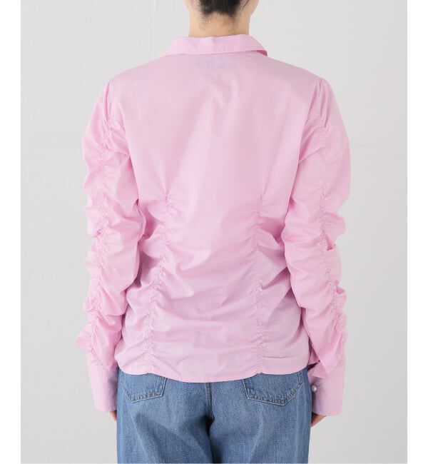 PULP「OMO / オーエムオー Ruched Long Sleeve Shirt in Pink」|シャツ・ブラウス|