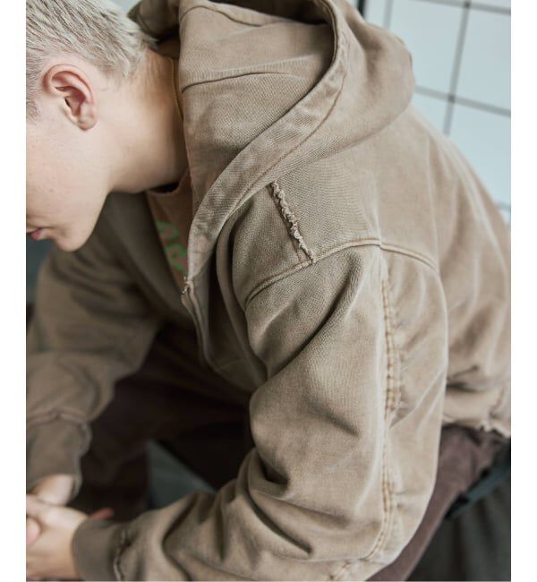 JOURNAL STANDARD「ラウンド スリーブ アシッド ジップ パーカー」|パーカー|