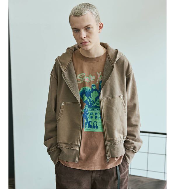 JOURNAL STANDARD「ラウンド スリーブ アシッド ジップ パーカー」|パーカー|ブラウン B