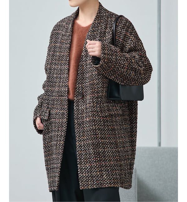 journal standard L'essage「《追加》SUPER140S/GIOLICA コクーンコート」|ノーカラーコート|ブラック A