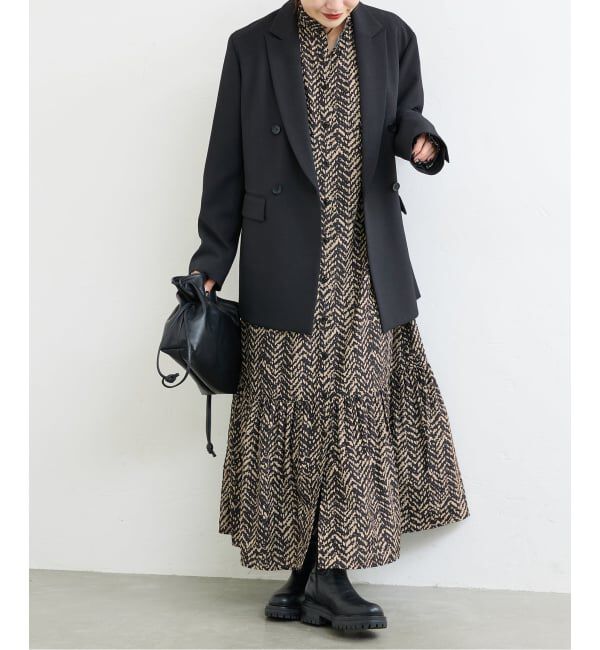JOURNAL STANDARD「《WEB限定追加》ランダムヘリンボーンプリントワンピース」|ワンピース|ブラック