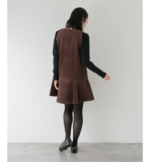 journal standard L'essage「【GANNI/ガニー】 Seersucker Corduroy V-neck Mini Dr」|ワンピース|