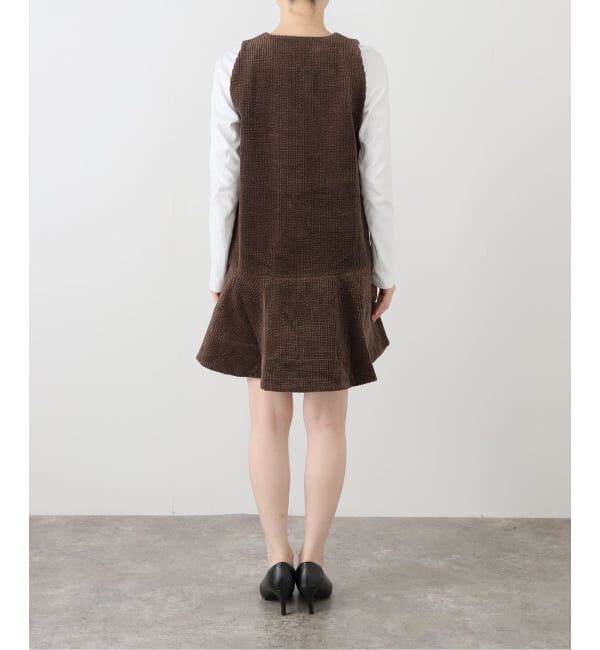 journal standard L'essage「【GANNI/ガニー】 Seersucker Corduroy V-neck Mini Dr」|ワンピース|