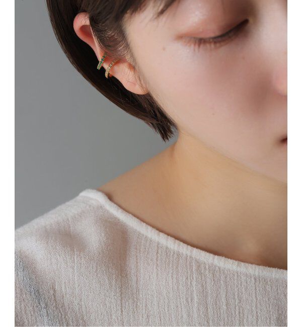 Spick and Span「《WEB限定》【SAMH by LILAS】イヤーカフグリーンアゲート SV(片耳)」|イヤーカフ|