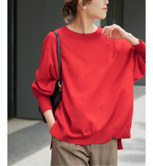 Spick and Span「ウォッシャブルラグランスリーブプルオーバー」|ニット・セーター|レッド