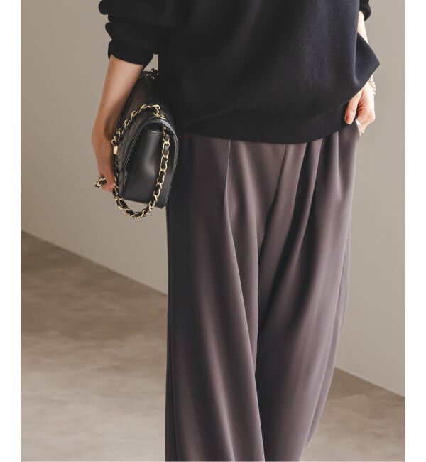 NOBLE「《追加》【洗える】ライトジョーゼットドレープパンツ」|スラックス|