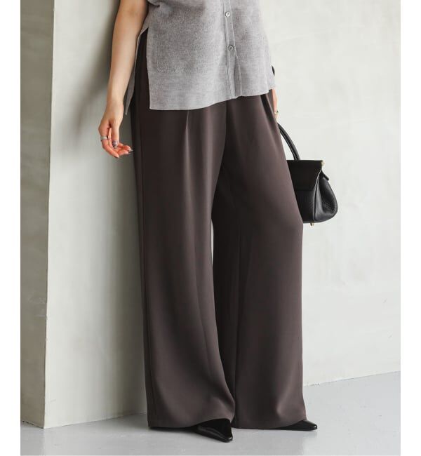 NOBLE「《追加》【洗える】ライトジョーゼットドレープパンツ」|スラックス|