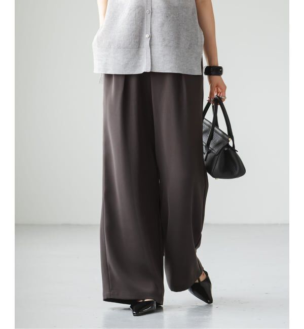 NOBLE「《追加》【洗える】ライトジョーゼットドレープパンツ」|スラックス|