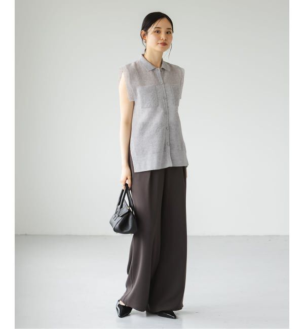 NOBLE「《追加》【洗える】ライトジョーゼットドレープパンツ」|スラックス|