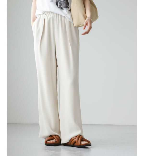 NOBLE「《追加》【洗える】ライトジョーゼットドレープパンツ」|スラックス|