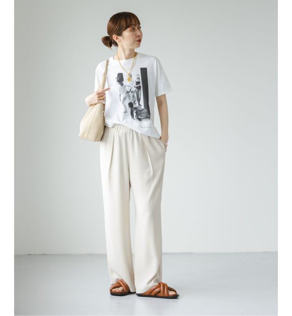 NOBLE「《追加》【洗える】ライトジョーゼットドレープパンツ」|スラックス|