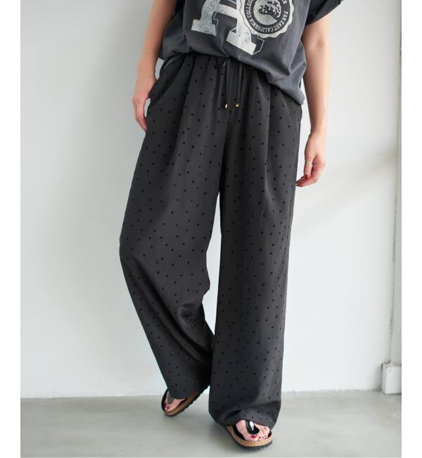 Spick and Span「《WEB限定》フロッキードットイージーパンツ」|その他|ブラックベース