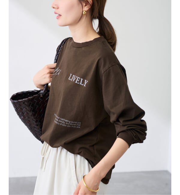 FRAMeWORK「ロゴロンT(LIVELY)」|Tシャツ・カットソー|ブラウン