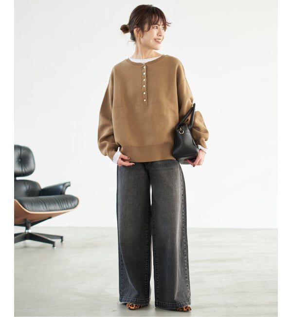 Spick and Span「《WEB限定カラー有り / 追加3》メタルボタンヘンリーネックニット」|ニット・セーター|