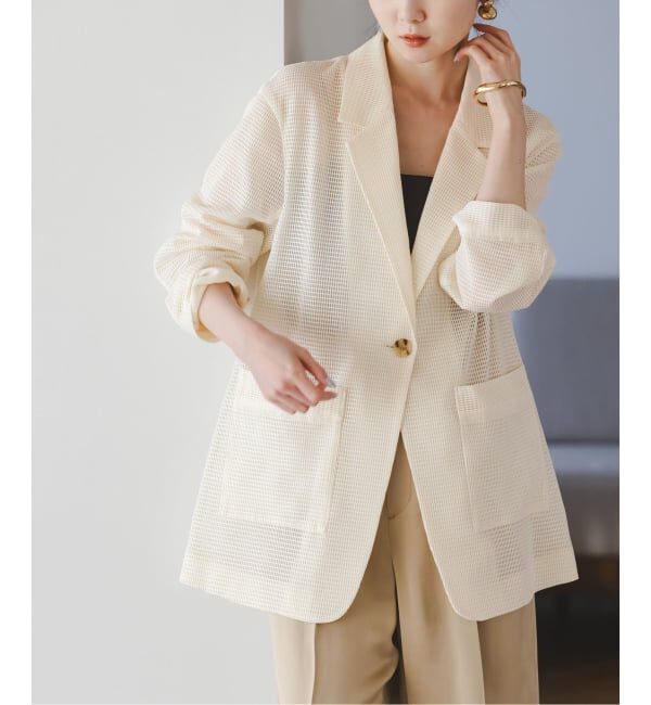 NOBLE「《予約》エアリーメッシュロングジャケット」|テーラードジャケット|