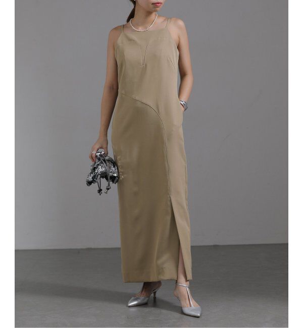  「カッティングカーブドレス」|ドレス|ベージュ