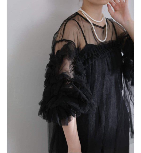  「《追加2》デコラティブチュールトップス」|シャツ・ブラウス|ブラック